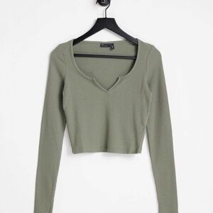 ASOS Olive Green Long Sleeve Crop Top
